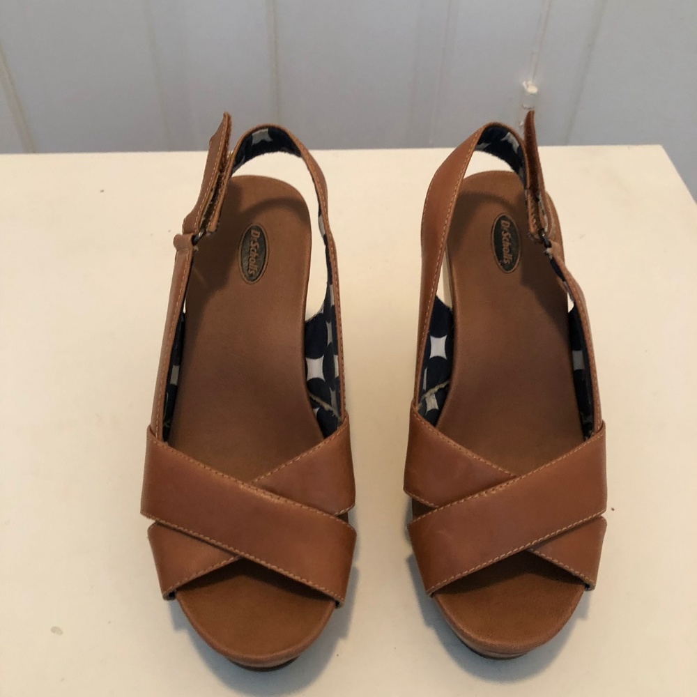 Dr. Scholl's Brown beige wedges